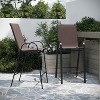 Merrick Lane Set of 2 Metal Bar Height Patio Chairs with Brown Flex Comfort Material - 2 of 4