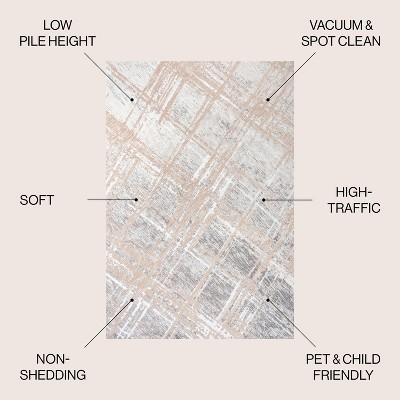 Beige and Gray Abstract 8' x 10' Synthetic Area Rug