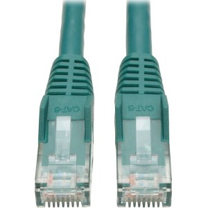 Tripp Lite Cat6 Gigabit Ethernet Snagless Molded Patch Cable UTP Green RJ45 M/M N201035GN - 1 of 4