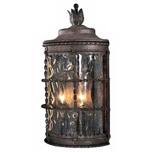 Minka Lavery Rustic Outdoor Wall Light Fixture Textured Black Powder Coat 19 1/2" Champagne Hammered Glass for Post Exterior Porch - 1 of 2