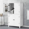 MAYEERTY Elegant Bathroom Cabinet Freestanding 4 Doors Adjustable Shelves White - 2 of 4