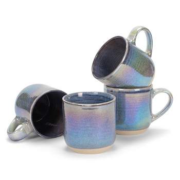 Elanze Designs Purple Glossy Iridescent Rainbow Glaze 17 ounce Stoneware Coffee Cup Mugs Set of 4