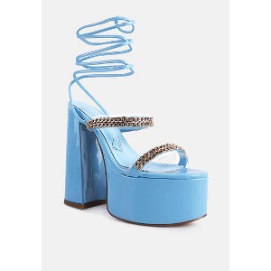 Indulgence Metal Chain Lace Up Chunky Sandals - 1 of 4