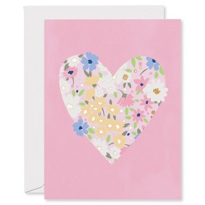 10ct Blank Spring Cards Floral Heart - 1 of 4