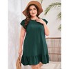 Women's Plus Size Babydoll Mini Dress Flutter Sleeve Flowy Shift Short Dress - 4 of 4