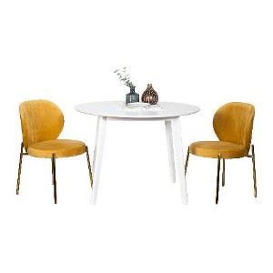 NicBex 3-Piece Dining Set, White Round Dining Table with 2 Velvet Chairs for Living Room, Dining Room - 1 of 4