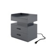 NicBex Nightstand with Adjustable LED Light, Modern Side Table with Solid Wood Frame and 2 Drawers,Bedside Table for Bedroom,Living Room - 4 of 4