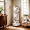 Vynxaria Rotating Bookshelf with Drawer, 360 Display 6 Tier Corner Bookshelf for Small Space, Floor Standing Bookcase Storage Rack, WHITE - 2 of 4