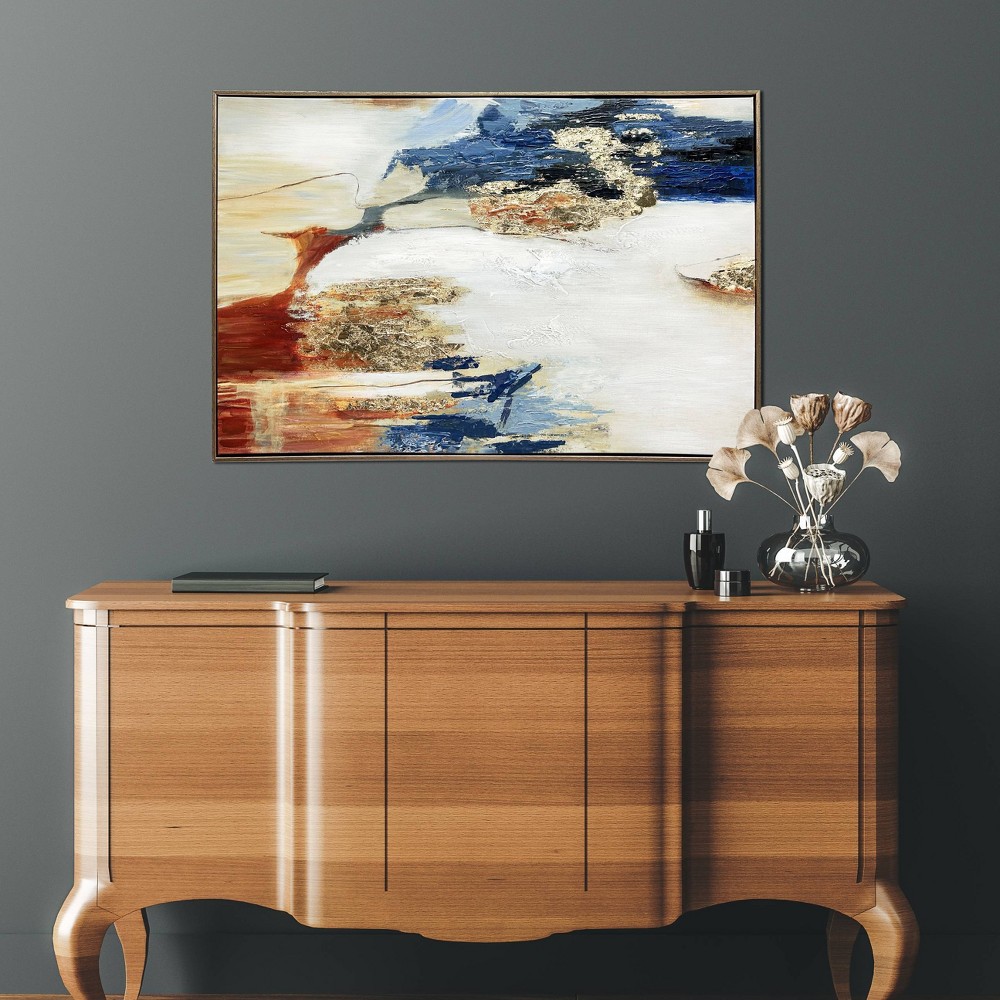 Photos - Other Decoration Gallery 57 24"x36" Sienna Twilight Abstract Hand Painted Floating Framed Wall Art Print