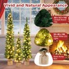 Tangkula Pre-lit Christmas Trees Set of 3 Artificial Pencil Tree 3’ + 4’ + 5’ Slim Entrance Trees w/ 85 + 137 + 193 Branch Tips 50 + 80 + 100 Lights - 4 of 4