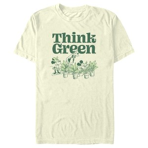 Men's Mickey & Friends Green Think Plant Lovers T-Shirt - 1 of 4