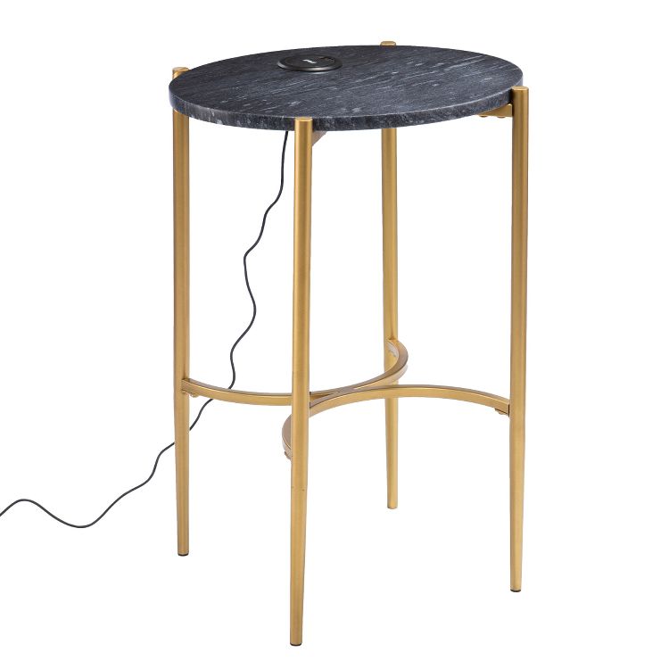 Clarvin Side Table with Wireless Charging Station - Gold/Black - SEI, 6 of 8