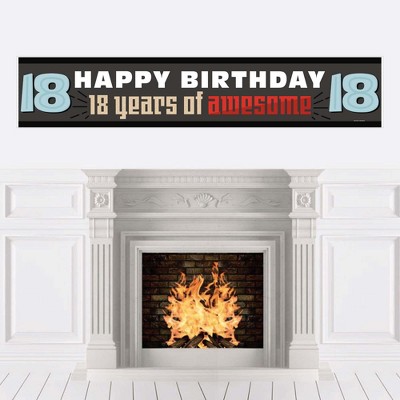 Big Dot of Happiness Boy 18th Birthday - Happy Birthday Eighteenth Decorations Party Banner