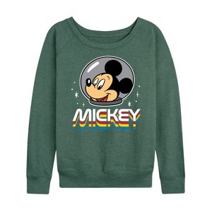 Women's - Disney - Mickey Portrait Retro Lightweight French Terry Wide Neck Long Sleeve Shirt - 1 of 4
