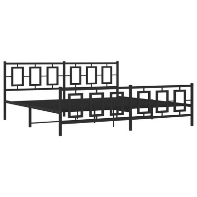 vidaXL Metal King Bed Frame - Black 76"x79.9" with Headboard & Footboard, Steel Construction