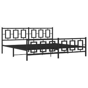 vidaXL Metal King Bed Frame - Black 76"x79.9" with Headboard & Footboard, Steel Construction - 1 of 4