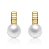 Guili Chic Sterling Silver 14K Gold-Plated Textured C-Hoop Freshwater Pearl Drop Earrings – A Blend of Modern Elegance and Timeless Style - 2 of 3
