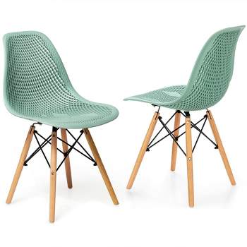 Costway 2PCS Modern DSW Dining Chair Office Home w/ Mesh Design Wooden Legs
