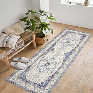 coucheta Multi-size Washable Area Rug, Vintage Floral Soft Low-Pile Durable Carpet with Non-Slip Backing, for Living Room, Bedroom, Dining Room - 1 of 4