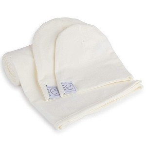 Ely's & Co. Jersey Cotton Spandex Swaddle Blankets 40"x40" with Beanie Gift Set  - 1 of 4