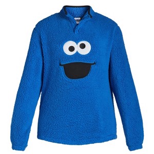 Seven Times Six Sesame Street Cookie Monster Men's Fleece Pullover Sweater Jacket Blue - 1 of 4