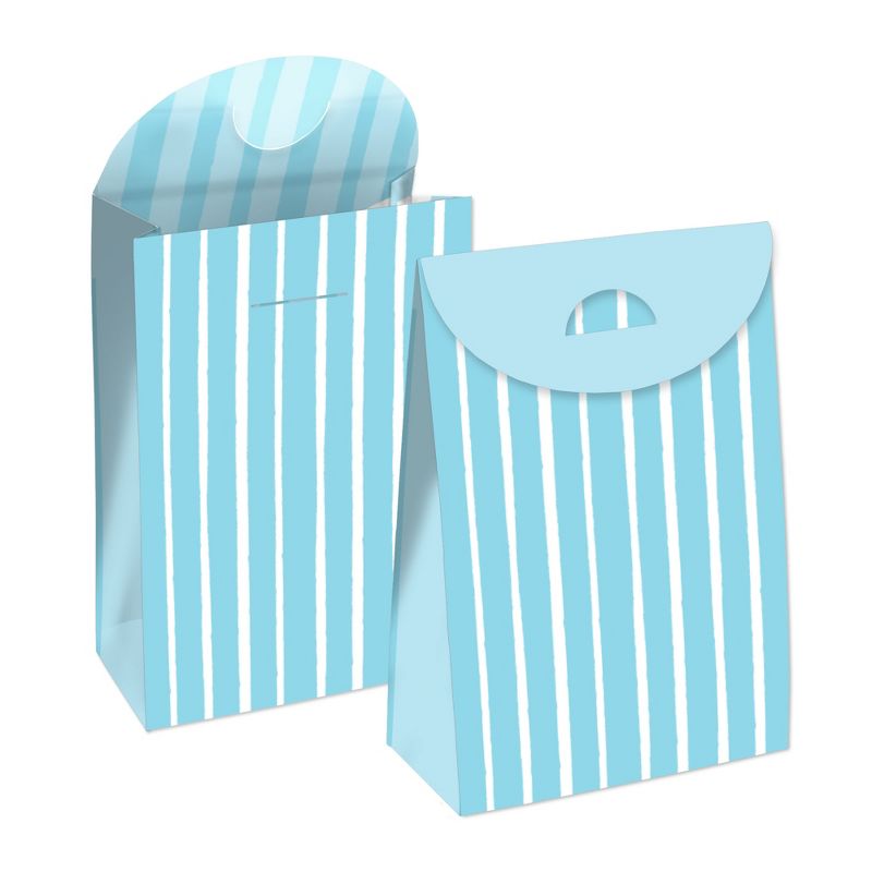 Big Dot of Happiness Blue Stripes - Simple Gift Favor Bags - Party Goodie Boxes - Set of 12, 1 of 9