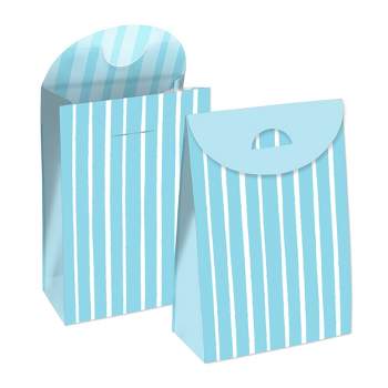 Big Dot of Happiness Blue Stripes - Simple Gift Favor Bags - Party Goodie Boxes - Set of 12