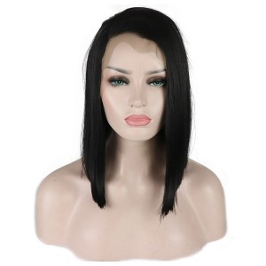 Unique Bargains Women's Medium Long Straight Hair Lace Front Wigs with Wig Cap 14" Black 1PC - 1 of 4