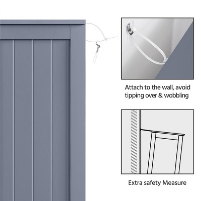 Gray MDF Bathroom Floor Cabinet with Adjustable Shelves and Drawers