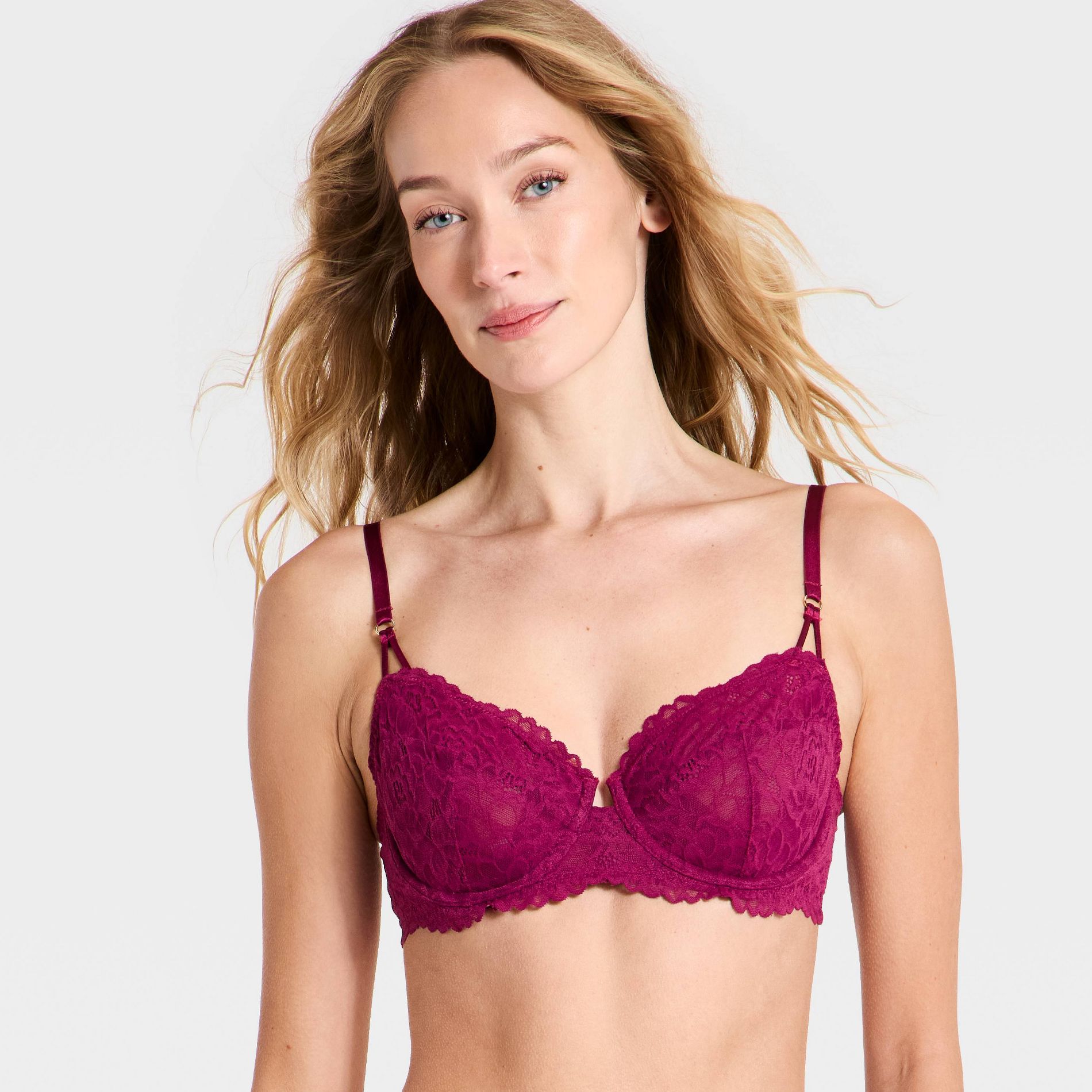 Women's Lace Unlined Balconette Bra - Auden™ Purple 32C