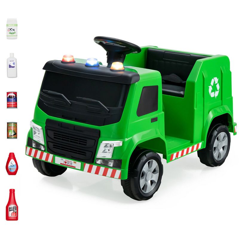 Costway 12V Recycling Garbage Truck Electric Ride On Toy Remote w/Recycling Accessories, 1 of 11