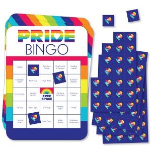 Big Dot of Happiness Love is Love - Pride - Bar Bingo Cards and Markers - Rainbow Party Shaped Bingo Game - Set of 18 - 1 of 4