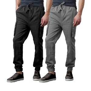 Galaxy By Harvic Men's Slim Fit Cotton Stretch Twill Cargo Joggers-2 Pack - 1 of 4