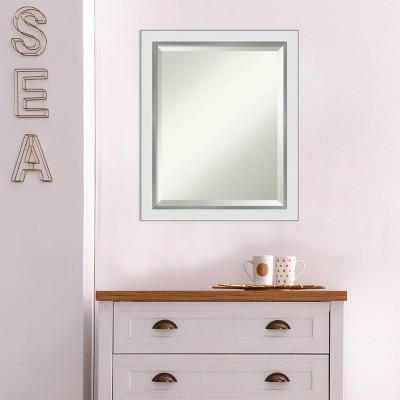Eva 19" x 23" White and Silver Wood Framed Wall Mirror