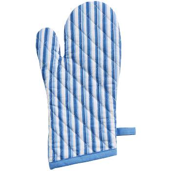 Patricia Heaton Home Blue Florals And Flitters Stripe Oven Mitt