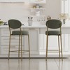 Faux Leather Upholstered Bar Stools with Metal Legs and Footrest for Kitchen, Dining or Home Bar (Set of 2) - 3 of 4