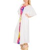 LA LEELA Women's House Daily Routine Evening Wear Vacation Holiday Casual Loungewear Plus Size Caftan Maxi Boho Nightwear for Women 2X-3X White, Solid - 4 of 4