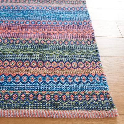 Handwoven Orange and Green Wool Cotton 8' x 10' Kilim Rug