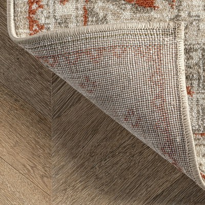 Beige Medallion Synthetic Runner Rug 2'6" x 8'