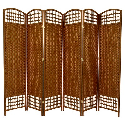 5 1/2 ft. Tall Fiber Weave Room Divider - Dark Beige (6 Panel)