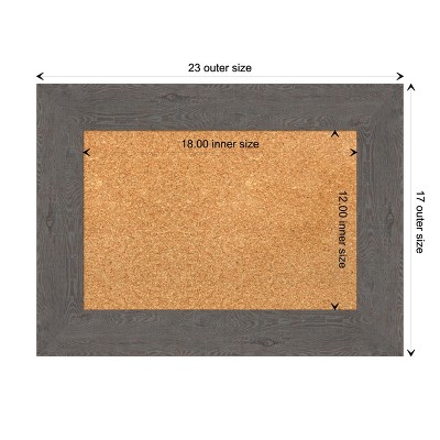 Rustic Plank Grey Framed Natural Cork Bulletin Board, 23" x 17"