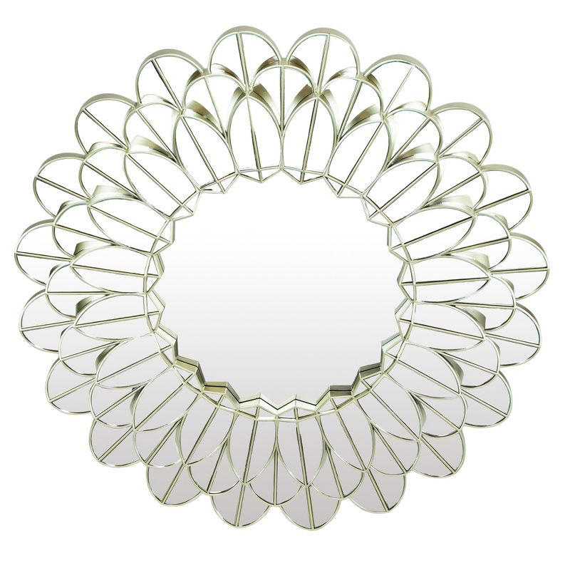 Northlight 31" Champagne Gold Sunflower Round Wall Mirror, 1 of 5