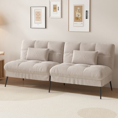 COMHOMA Convertible Futon Sofa Bed Soft Upholstered Futon Couch Fabric Sleeper Sofa