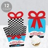 Big Dot of Happiness Let's Go Racing - Racecar - Square Favor Gift Boxes - Race Car Birthday Party or Baby Shower Bow Boxes - Set of 12 - 3 of 4