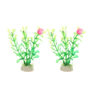 Unique Bargains Aquarium Plastic Plant for Fish Tank Landscape Decoration Green 4.72" 2 Pcs