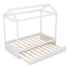 Wooden Twin Size Bed Frames With Twin Size Trundle, Easy Assembly, Platform Bed Frame, Slat Mattress Foundation - 3 of 4