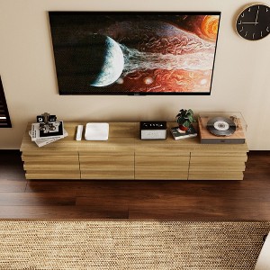 Famapy Modern Wood TV Console with Decorative Strips - Stylish Storage for Living Rooms - 1 of 4