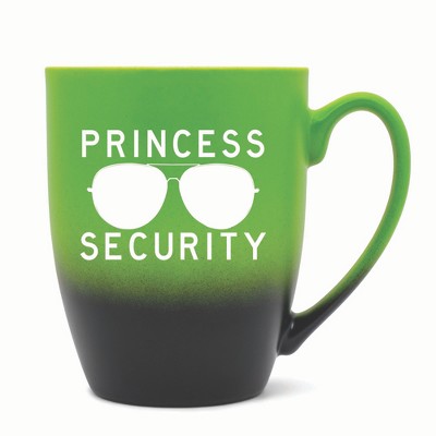 Elanze Designs Princess Security Two Toned Ombre Matte 10 ounce New Bone China Coffee Tea Cup Mug, Green and Black