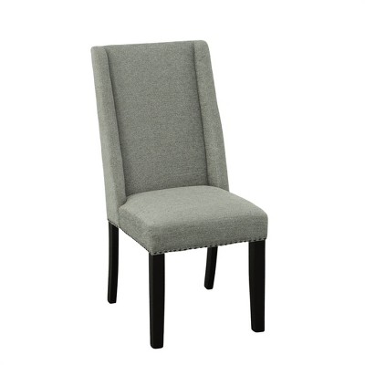 Espresso Wood & Charcoal Velvet High-Back Side Chair, Set of 2