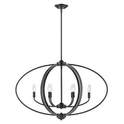 Pewter Glass 6-Light Contemporary Island Pendant